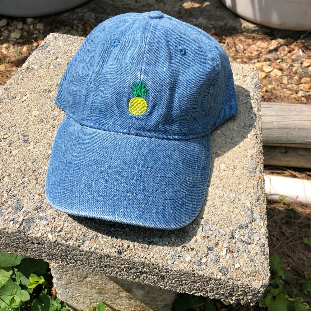 🌼NEW🌼 Pineapple Embroidered Denim Baseball Cap! - Picture 2 of 6